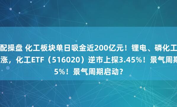 配操盘 化工板块单日吸金近200亿元！锂电、磷化工强势领涨，化工ETF（516020）逆市上探3.45%！景气周期启动？